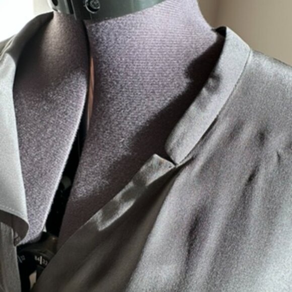 All Saints Grey Silk Button-Up Shirt – Minimalist Contemporary Style - Picture 6 of 9